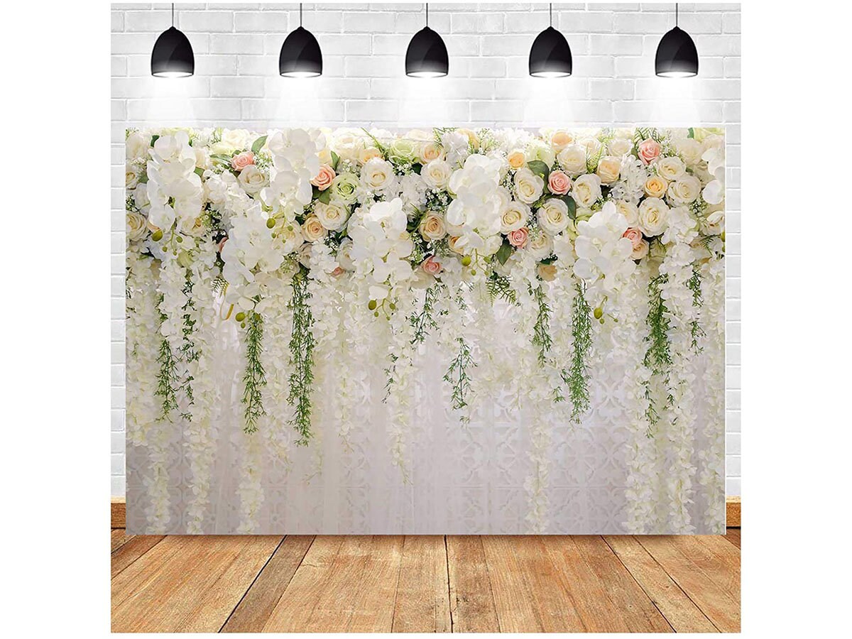 White Rose Floral Theme Photography Backdrops Bridal Shower - Etsy
