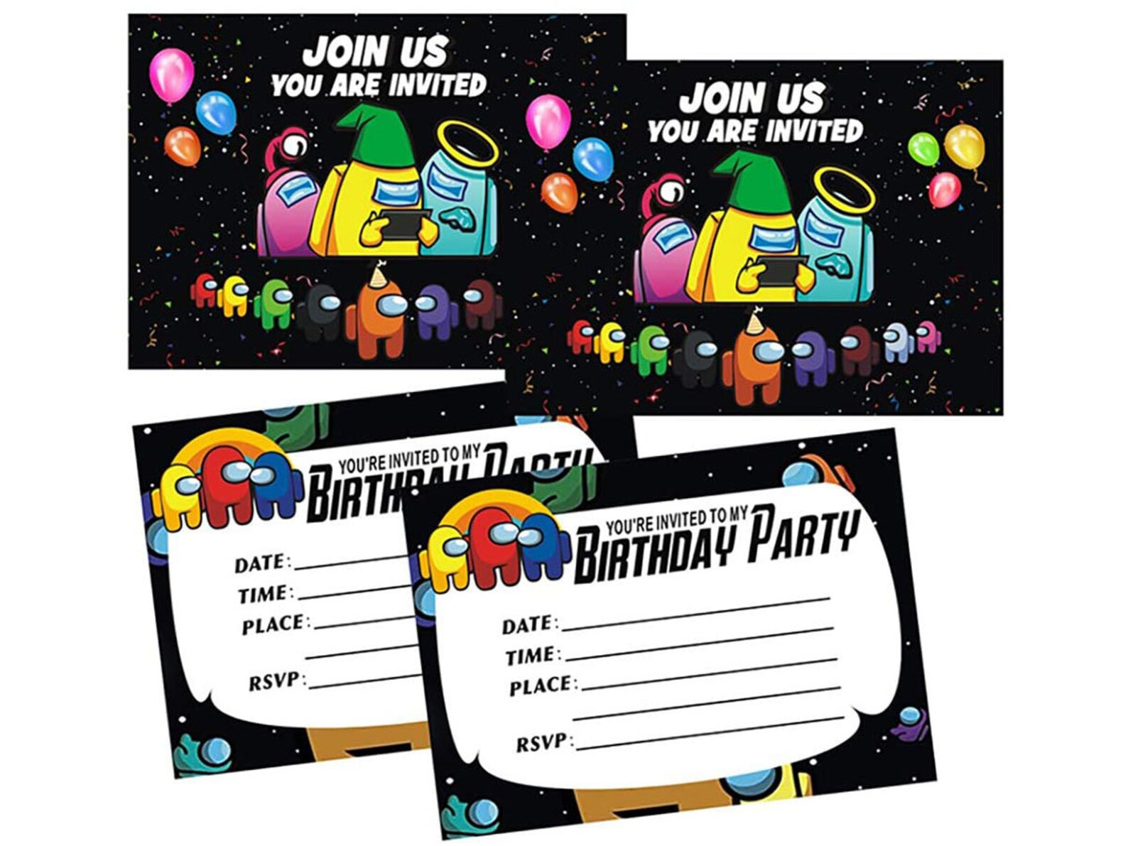 Among Us Invitation 16 Pcs Among Us Birthday Invitation Cards Etsy