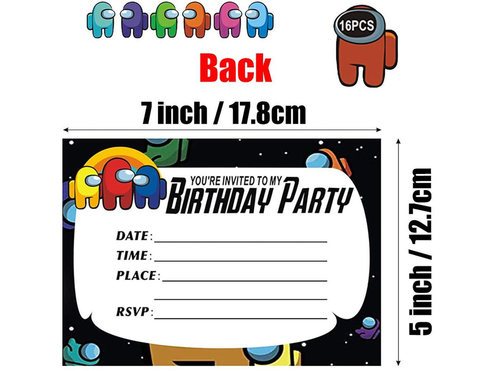 Among Us Invitation 16 Pcs Among Us Birthday Invitation Cards Etsy