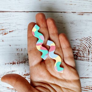 Spring Pastel Squiggle Polymer Clay Earrings for Easter