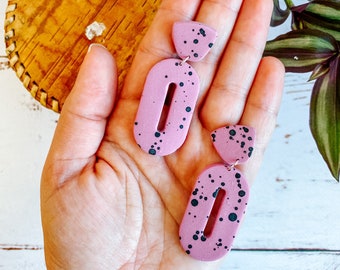 Pink Spring Polymer Clay Hoop Earrings For Elder Millennials