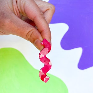 Pink Spring Squiggle Polymer Clay Earrings For Easter and Mothers Day Gifts