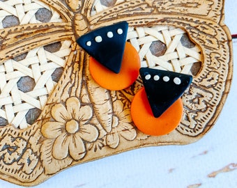 Dolly Parton Inspired Studs, Orange Clay Earrings, Polymer Dangle Jewelry