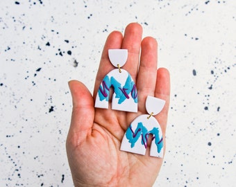 90s Jazz Cup Earrings | 90s Polymer Clay Earrings | Funky Abstract Statement Dangles for 90s Nostalgia outfit