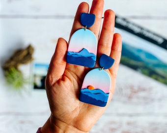 Blue Ridge Mountain Earrings: Handmade Polymer Clay Appalachian Jewelry