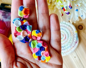 Artist Pallet: Paint Pallet Earring, Paint Smoosh Earring, Polymer Clay Earring, Rainbow Earring, big abstract earrings, Earrings For Artist