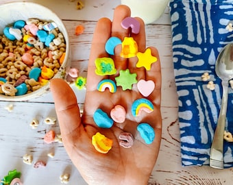 Lucky Charms Stud Earrings: Handmade Polymer Clay Cereal Jewelry