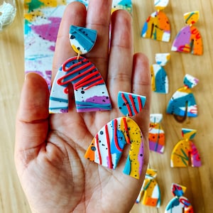 Abstract Art Earrings for Artists, Colorful Art Earrings, Painted Earrings, Big Quirky Earring, Polymer Clay Earrings, 90s Pop Art Statement