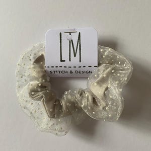 White Spot Organza Scrunchie // Sheer Scrunchie, Cute Summer Scrunchie