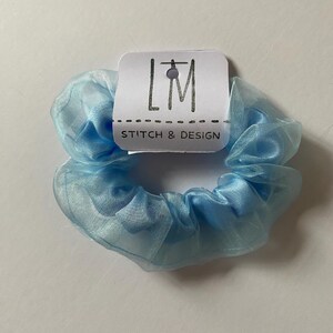 Blue Organza Scrunchie // Sheer Scrunchie, Cute Summer Scrunchie