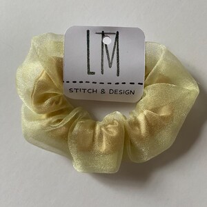 Yellow Organza Scrunchie // Sheer Scrunchie, Cute Summer Scrunchie