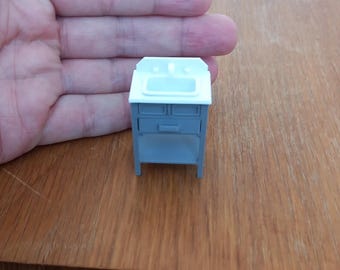 Dolls House 1:24 Bathroom Vanity Unit in a range of colours, with Sink, and Taps.