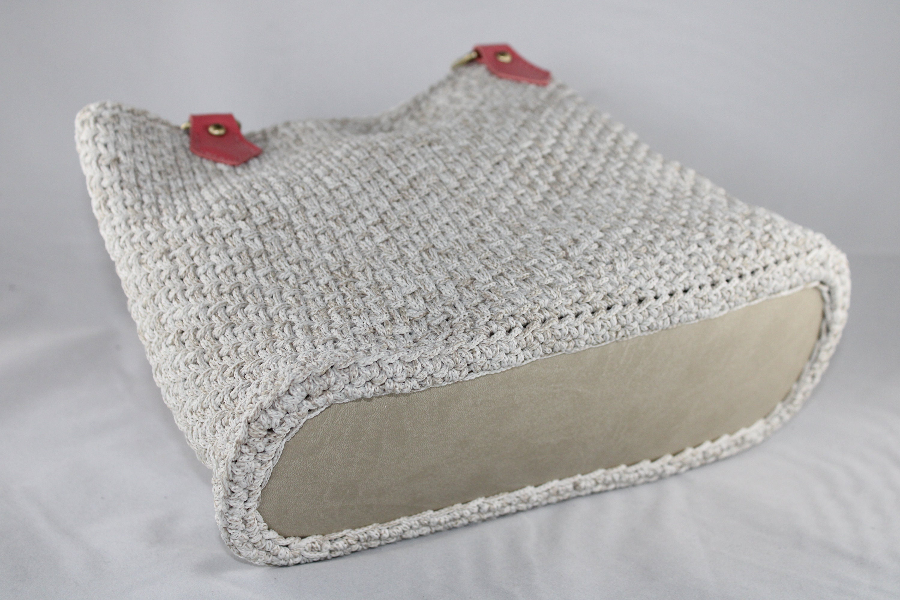 Handbag Crocheted Handmade With Leather Base and Lining Etsy UK