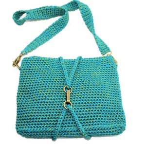 Crochet bag made of rope yarn petrol