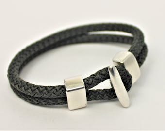 Bracelet sail rope 5 mm dark grey with toggle closure