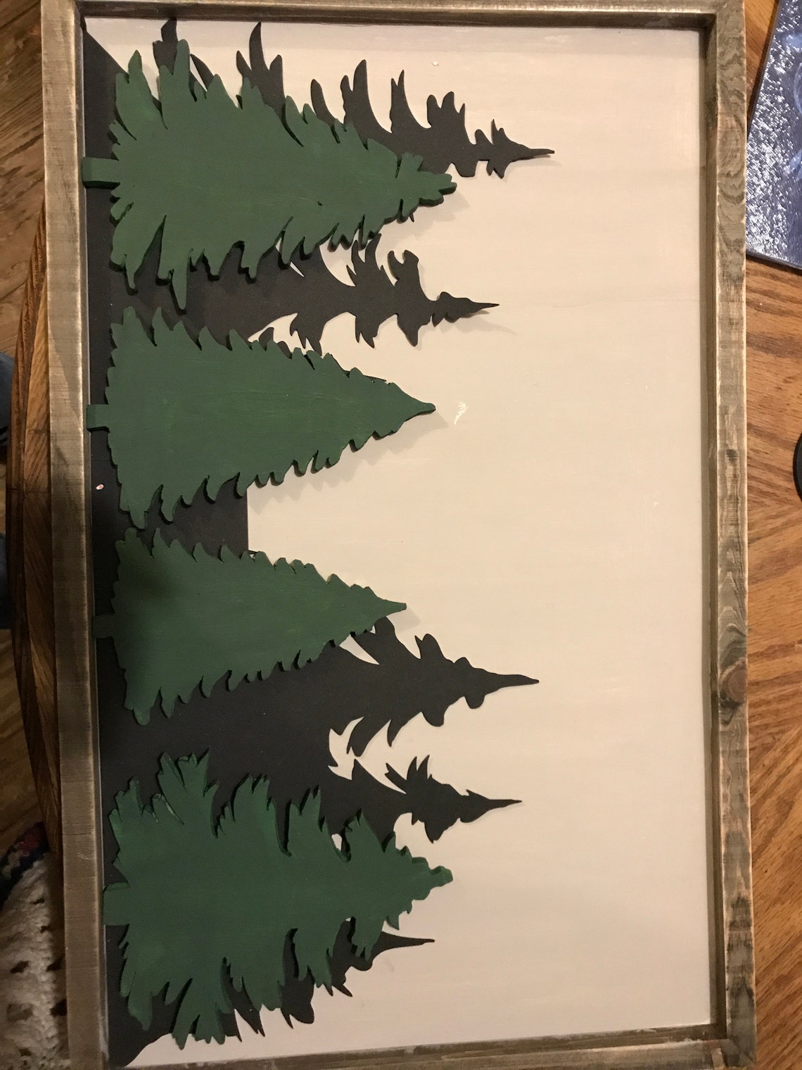 Framed Wood With Scroll Saw Cut Tree Forest and Wolves Etsy