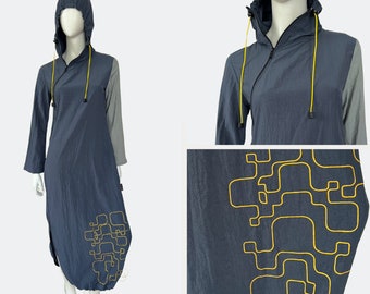 Y2K Nylon-Fallschirmjacke, asymmetrischer Kapuzenpullover mit Reißverschluss, französische Vintage-Techwear