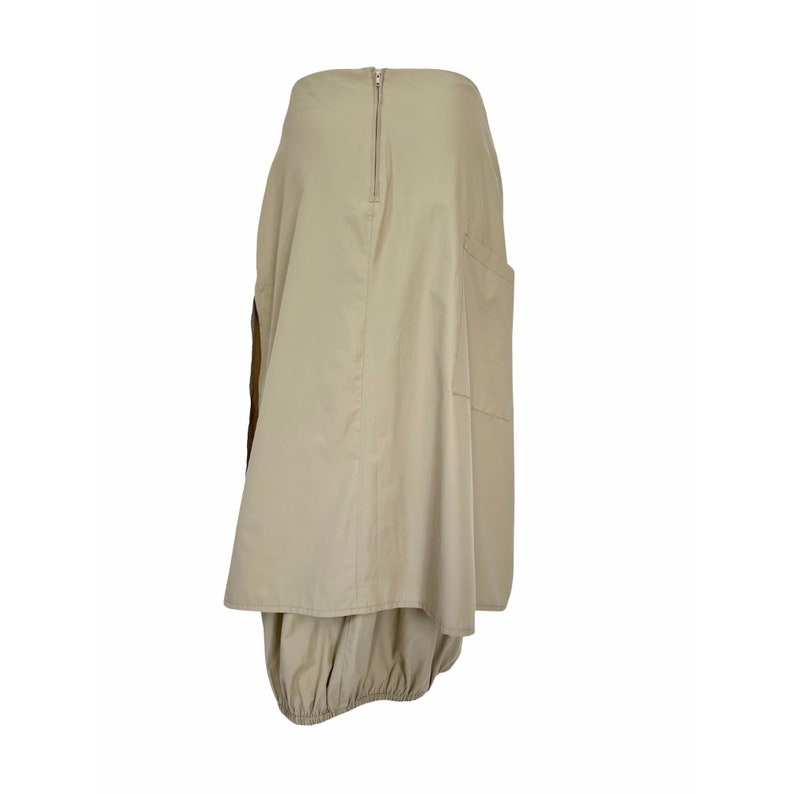 y2k beige parachute skirt, cargo skirt y2k, 00s nylon long wrap skirt, asymmetric maxi skirt, deconstructed, french vintage, y2k streetwear zdjęcie 6