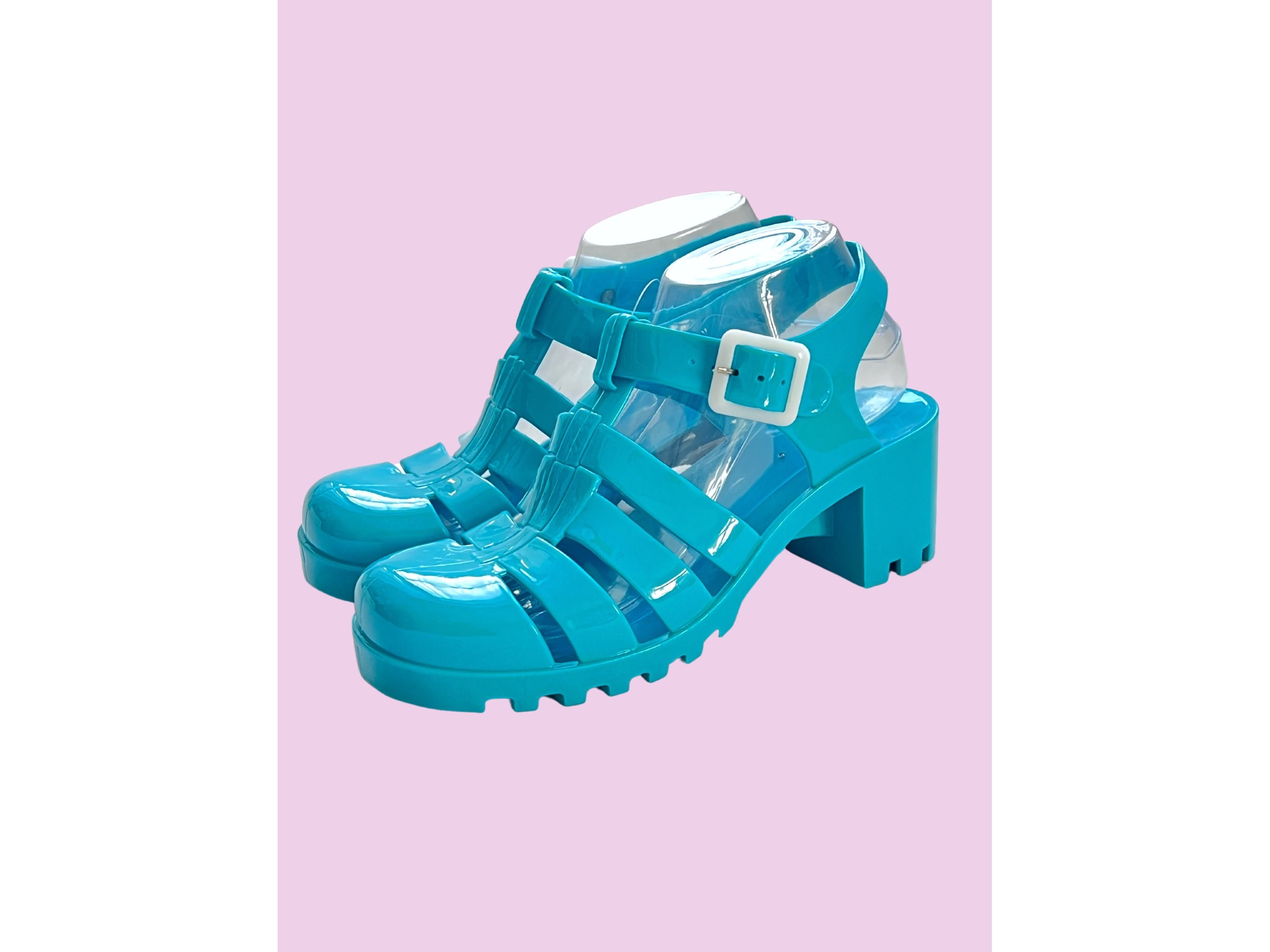 turquoise jelly sandals
