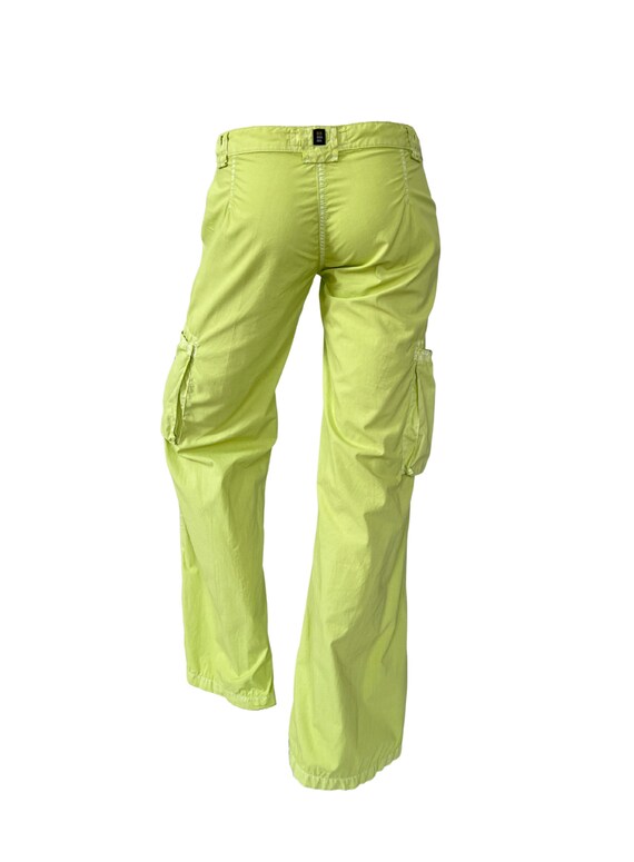 Y2K Green Low Rise Cargo Pants, Wide Leg Utility Pant… Gem