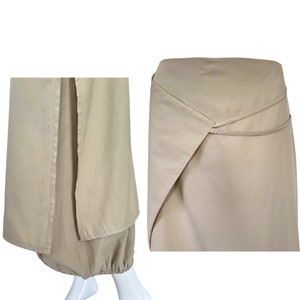 y2k beige parachute skirt, cargo skirt y2k, 00s nylon long wrap skirt, asymmetric maxi skirt, deconstructed, french vintage, y2k streetwear zdjęcie 8