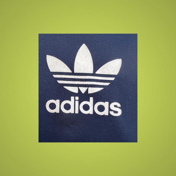80'S Adidas Trefoil Logo Back Print T-Shirt, Made in USA, Men's XL (approx.) Vintage polyester gray type Vintage Second Hand