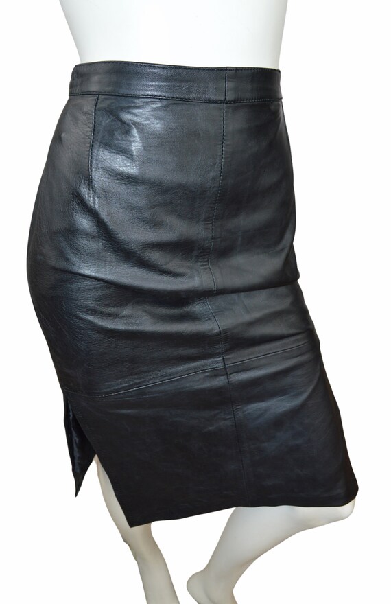 1980s high waist vintage leather mini skirt 80s 90s vintage brown boho womens XS 2 usa 24
