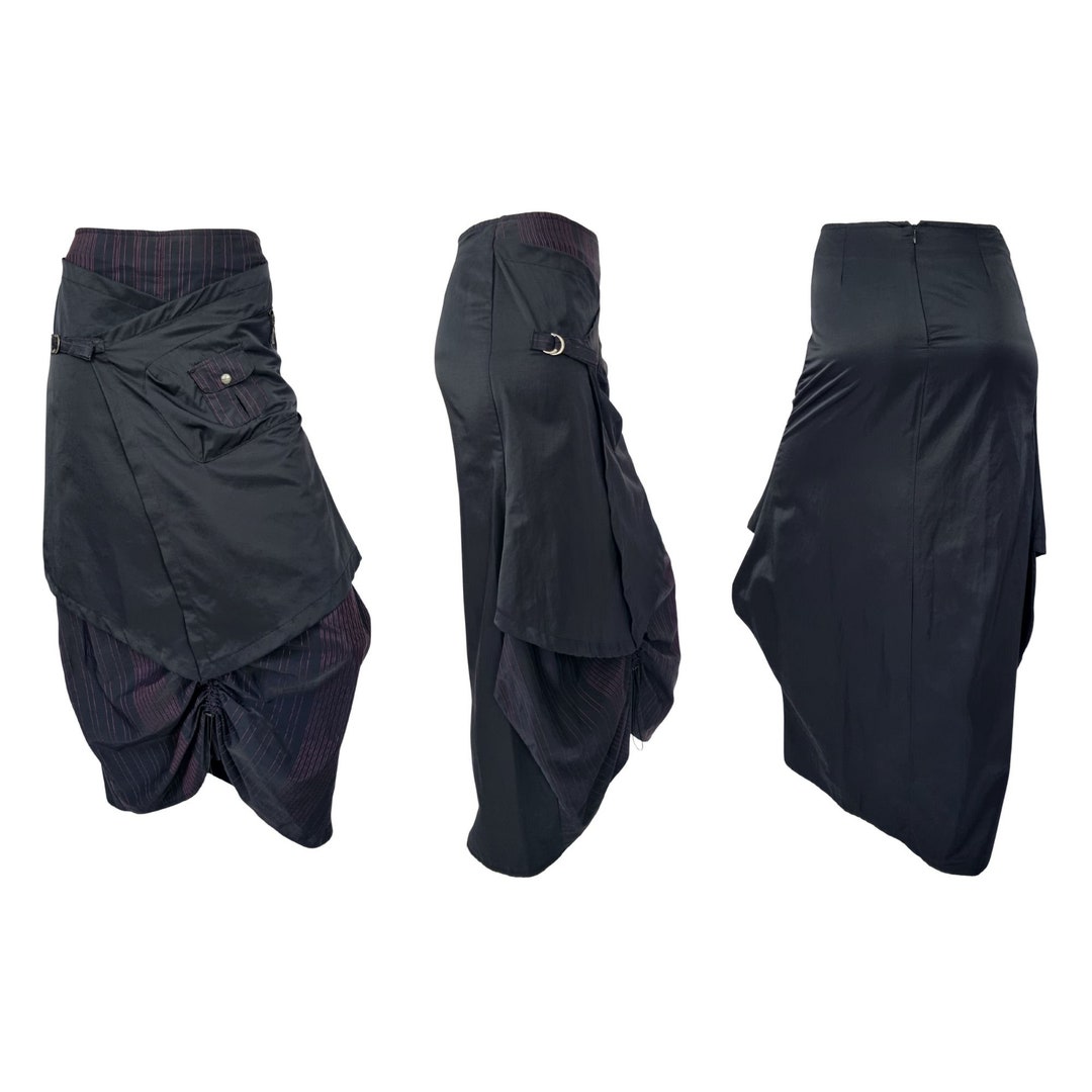 Cargo Skirt Y2k, Parachute Skirt, 2000s Nylon Ruched Parachute Skirt