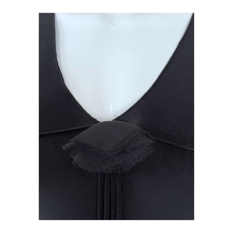 y2k vintage black asymmetrical bodycon party evening dress ruffled hem, french vintage dress, size small/medium zdjęcie 7