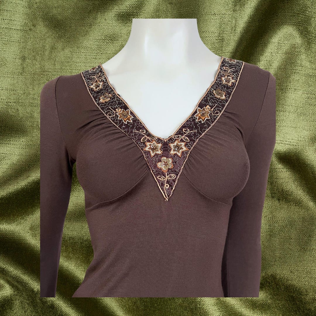 Vintage 00s butterfly brown double layer top