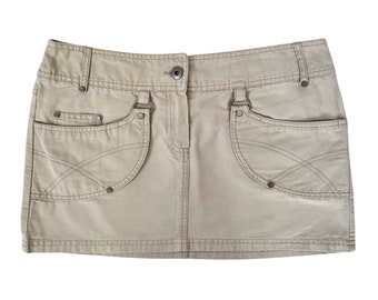 y2k low rise cotton micro mini skirt, 2000s vintage cargo mini skirt, low waist utility mini skirt, size small