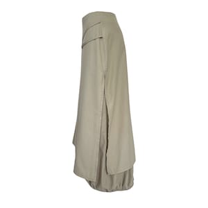 y2k beige parachute skirt, cargo skirt y2k, 00s nylon long wrap skirt, asymmetric maxi skirt, deconstructed, french vintage, y2k streetwear zdjęcie 7