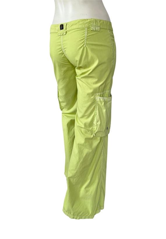 Y2K Green Low Rise Cargo Pants, Wide Leg Utility Pant… Gem