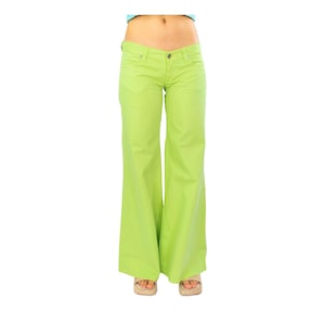 y2k super low rise flare pants, wide leg flares, green flare pants, low waist flared trousers, size EUR 36 UK 8 US 4