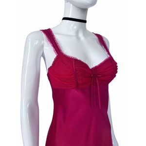 90s Y2K Satin Babydoll Slip Dress, Vintage Babydoll Lingerie Nightie, Vintage Pink Babydoll Dress