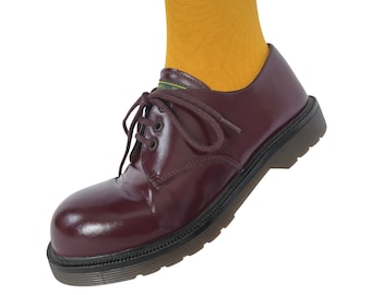 Zapatos Oxford de cuero burdeos vintage, estilo derbie grunge, talla EUR 35