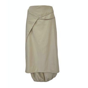 y2k beige parachute skirt, cargo skirt y2k, 00s nylon long wrap skirt, asymmetric maxi skirt, deconstructed, french vintage, y2k streetwear zdjęcie 3