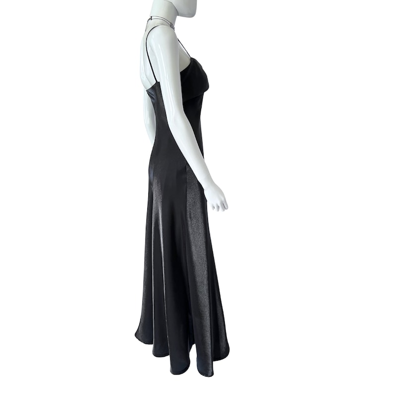 Vintage 90s Metallic Black Maxi Slip Dress w/ Matching Shawl, Cocktail Prom Formal Gown, Rhinestone Applique Dress, French Vintage Dress zdjęcie 4