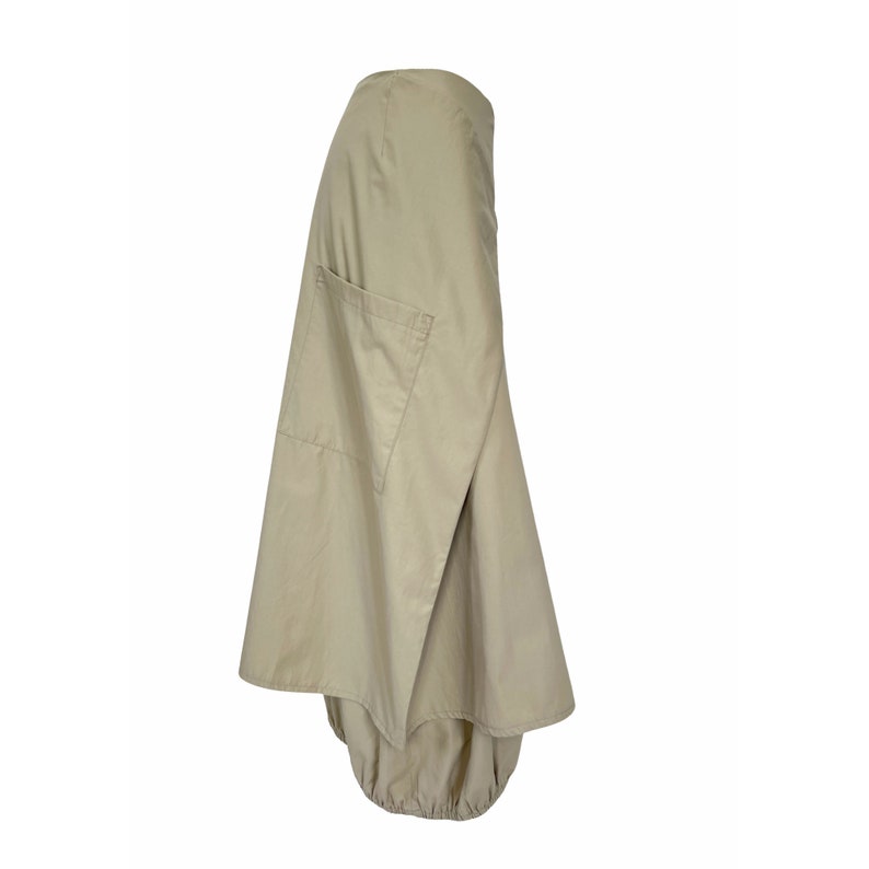 y2k beige parachute skirt, cargo skirt y2k, 00s nylon long wrap skirt, asymmetric maxi skirt, deconstructed, french vintage, y2k streetwear zdjęcie 5