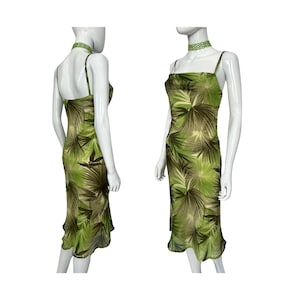 90s bias cut slip dress, cowl neck midi slip dress, asymmetrical dress, green slip dress, french vintage dress, size small