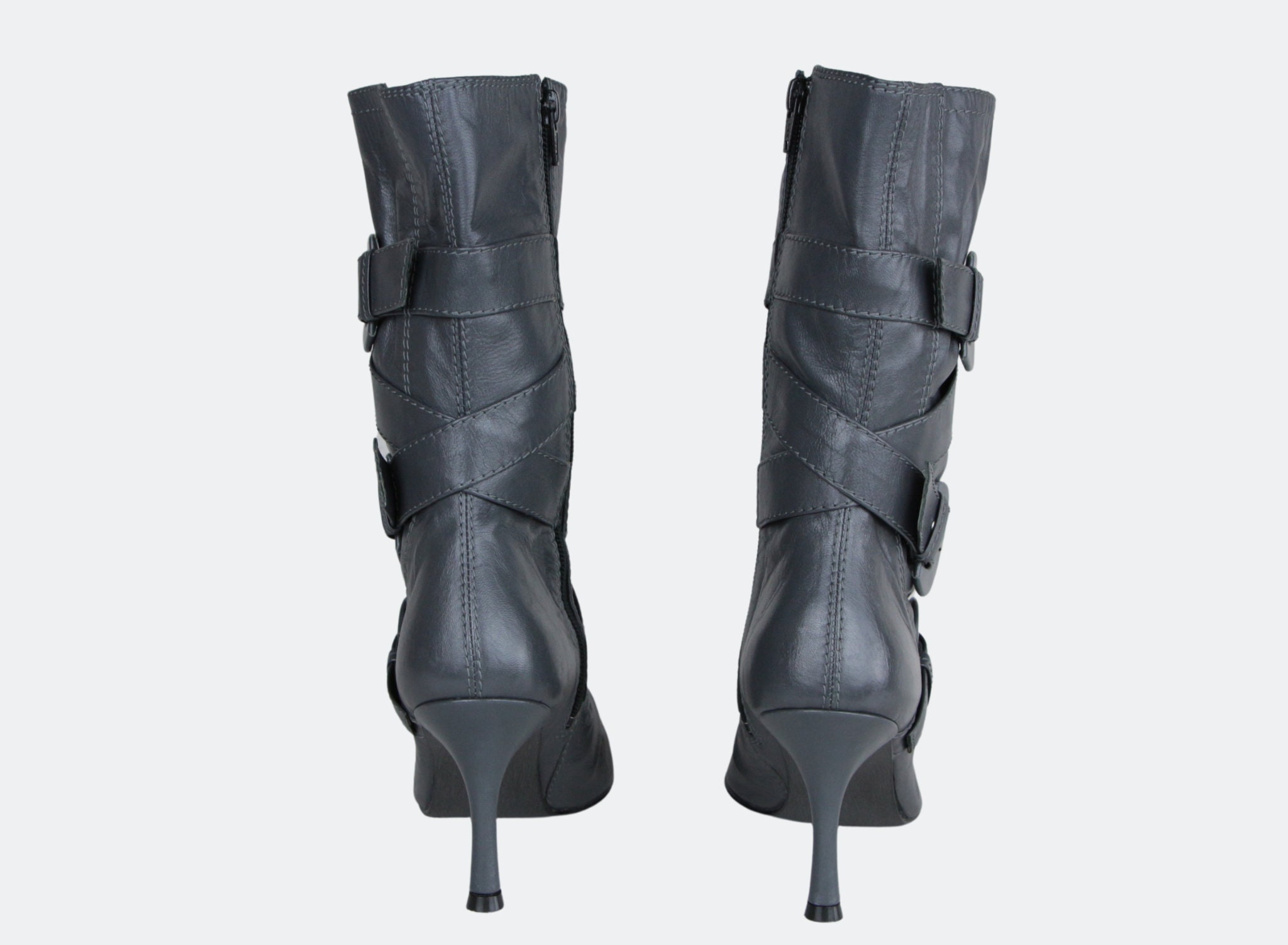 00s Y2K Leather High Heel Pointed Toe Boots, Vintage 2000s 00s Y2K Leather High Heel Pointed Toe Boots, Vintage 2000s