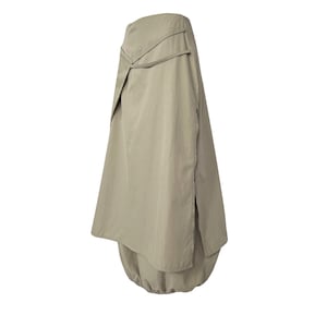 y2k beige parachute skirt, cargo skirt y2k, 00s nylon long wrap skirt, asymmetric maxi skirt, deconstructed, french vintage, y2k streetwear zdjęcie 4
