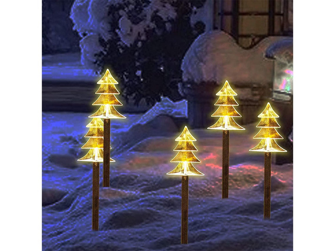Solar Christmas Stake Lights Outdoor Solar Garden Lights Etsy