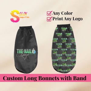 Touca de cetim personalizada com faixa grossa – Touca de cabelo personalizada com logotipo – Touca de dormir personalizada para cabelos naturais ou empreendedores de beleza