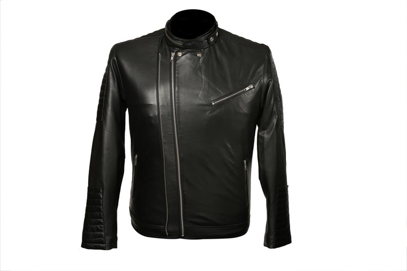 Monza Black Biker Kiwi Sheep Leather Jacket