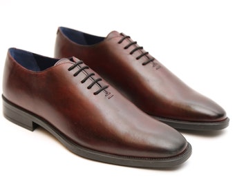 Cognac Calf Leather Wholecut Shoes - Custom Made 12