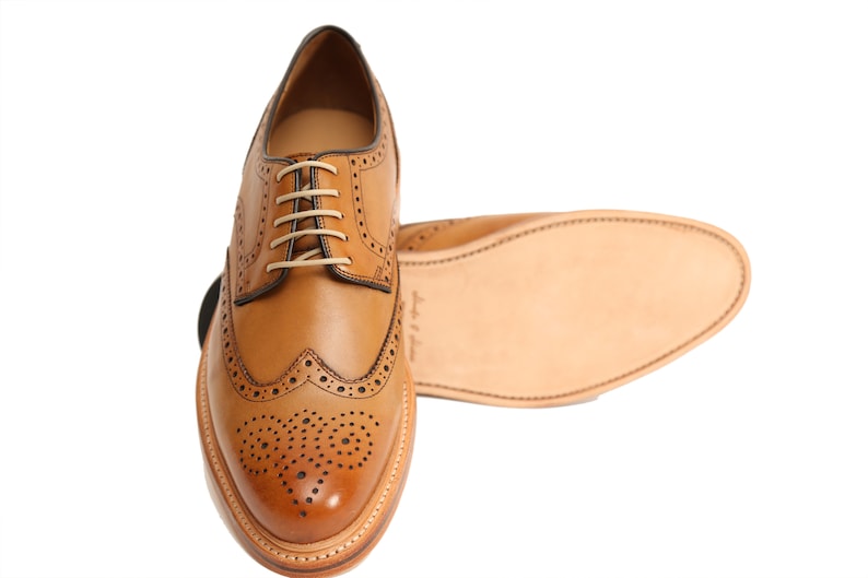 Churchill Premium Full Brogue Derby Style Oxford In Cedar Tan Brown Patina Finish Handmade Goodyear Welted Calf Leather Classic Shoes image 3