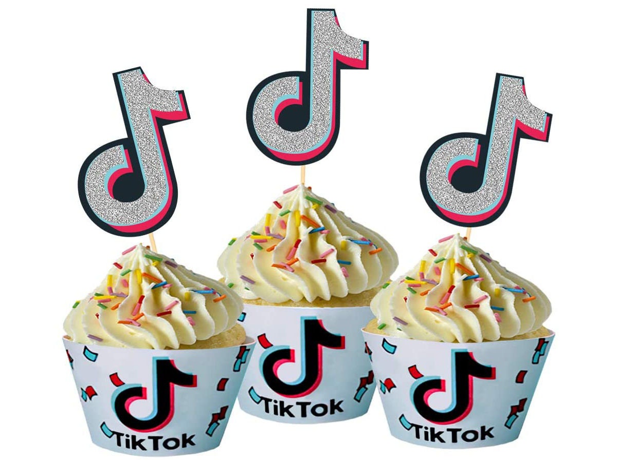 24 Pcs Tik Tok Cupcake Toppers Cake Picks for Social Media Etsy