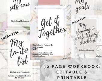 Planificador, Organizador de Tareas, Organizador de Metas, Planificador Semanal, Establecimiento de Metas, Autocuidado, PDF Imprimible, Planificador de Presupuesto, Planificador de Negocios, Editable