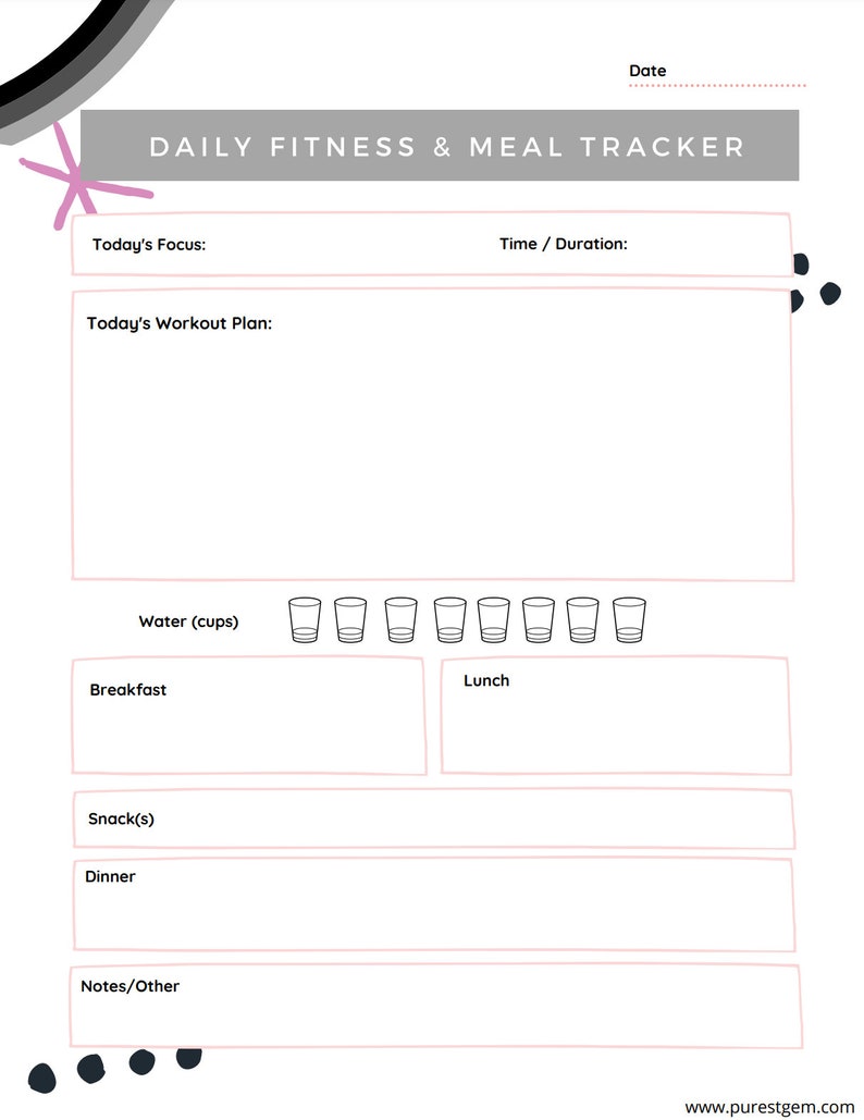 Fitness Planner, Meal Planner, Fitness Tracker, Printable, Workout Planner Inserts, Work Out